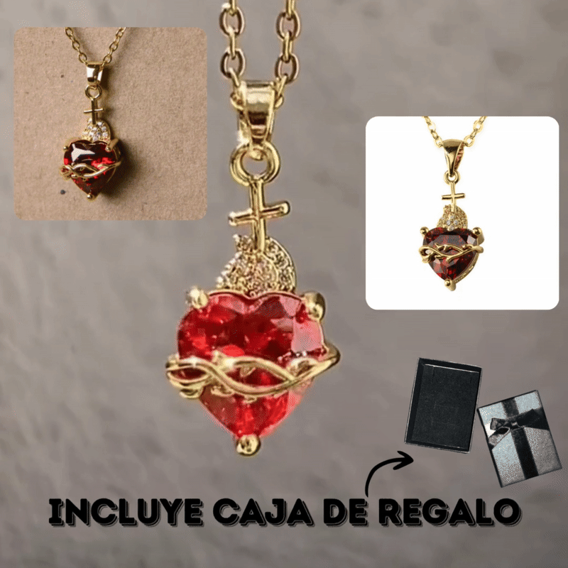 Miniatura 3 de Collar Sagrado Corazon Rojo + CAJAREGALO